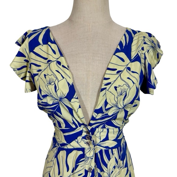 Maaji Wildest Dreams Tropical Plunge Open Back Button Front Maxi Dress Cover Up - Picture 6 of 16